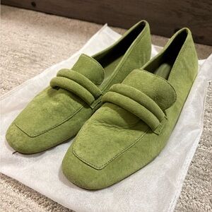 Green suede loafers from Brazil